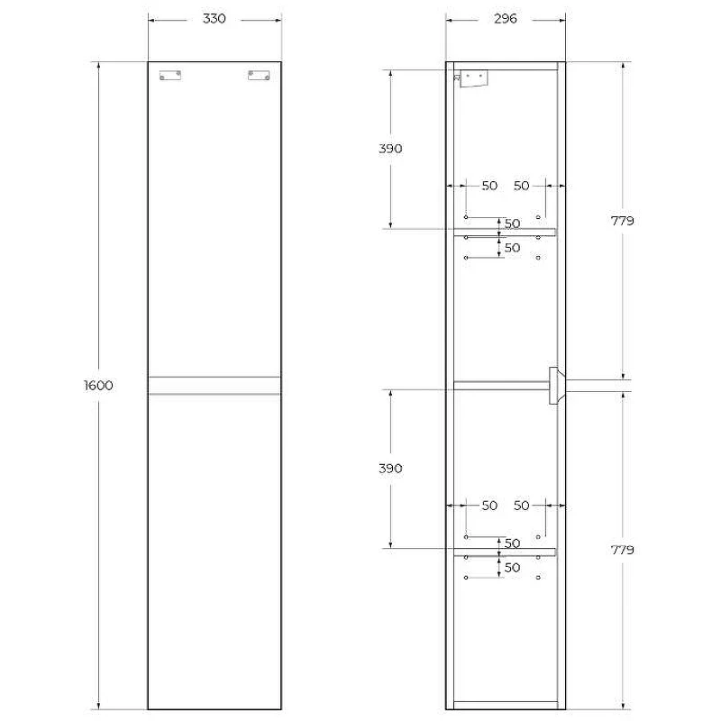 Шкаф пенал BelBagno Kraft 33 R KRAFT-1600-2A-SC-RGB-R подвесной