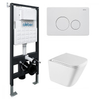 Комплект унитаза с инсталляцией Abber Rechteck AC1219TC-AC0105-AC0121MW цвет Белый с сиденьем Микролифт