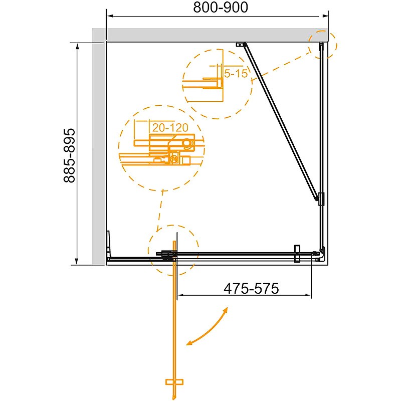 Душевой уголок Cezares Slider 90x90 SLIDER-AH-1-90-80/90-BR-NERO