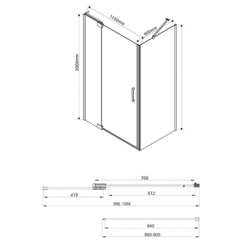 Душевой уголок Vincea Extra 110x90 VSR-1E101190CLGM