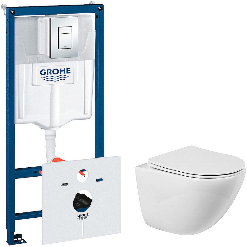 Комплект унитаза BelBagno Amanda BB051CHR+BB051SC с инсталляцией Grohe Rapid SL 38775001