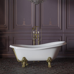 Ванна из искусственного камня Migliore Bella 170x80 26918 ножки Leone Standart Золото