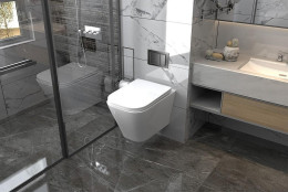 Комплект унитаза Abber Rechteck AC1201-AC0105-AC0120 с сиденьем Микролифт и клавишей смыва цвет Хром