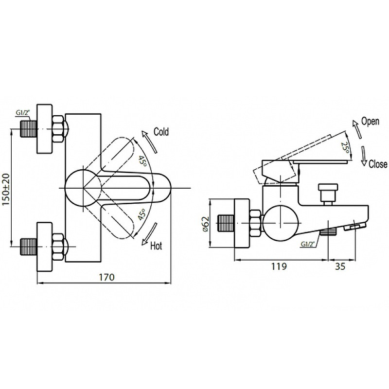 Смеситель для ванны Cezares LACONICO-C-VD-01