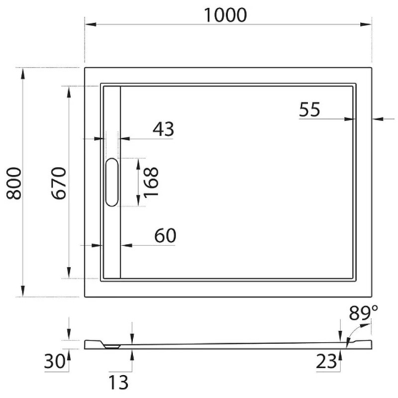 Душевой поддон из искусственного камня Cezares Tray AS 100x80 TRAY-AS-AH-100/80-30-W
