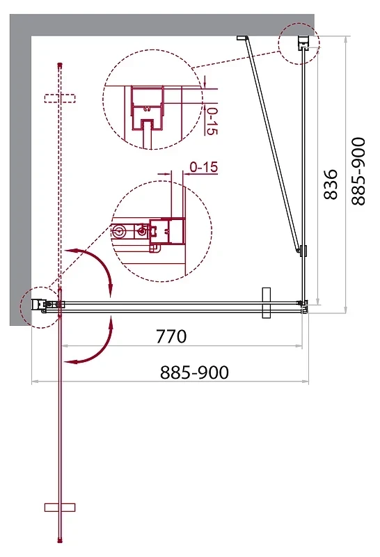 Душевой уголок BelBagno Marmi 90x90 MARMI-A-1-90-C-Cr