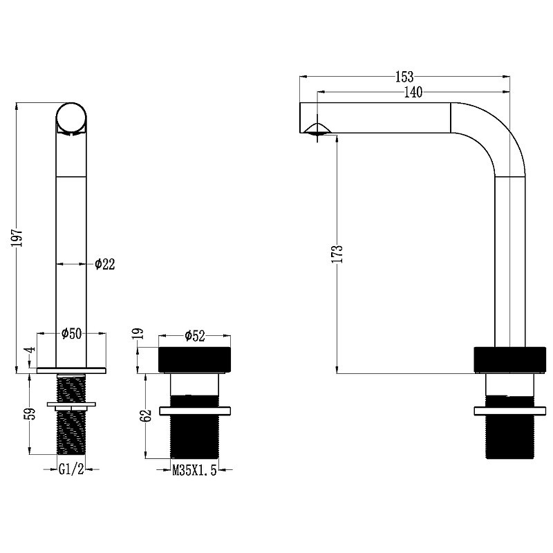 Смеситель для раковины Boheme Tech 158-B