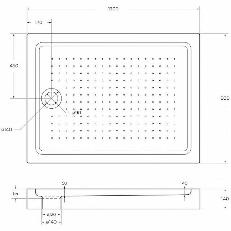 Акриловый поддон для душа BelBagno Tray 120x90 TRAY-BB-AH-120/90-15-W