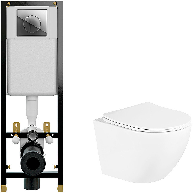 Комплект унитаза BelBagno Uno BB3105CHR/SC с инсталляцией Cersanit Black 35 S-IN-BLACK-Cg-w