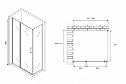 Душевой уголок Abber Sonnenstrand 100x100 AG04100BS-S100B профиль Черный стекло прозрачное