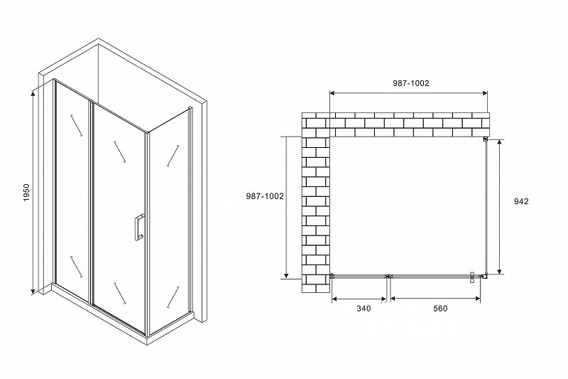 Душевой уголок Abber Sonnenstrand 100x100 AG04100BS-S100B профиль Черный стекло прозрачное