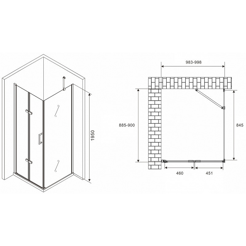 Душевой уголок Abber Zart 100x90 AG08100P-S91