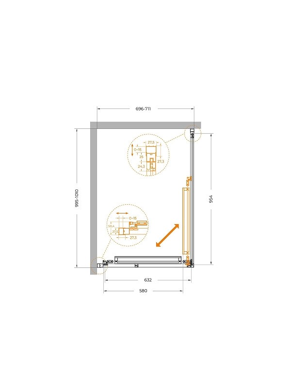 Душевой уголок Cezares Lux 70x100 LUX-AH-FS-1-70/100-C-CR