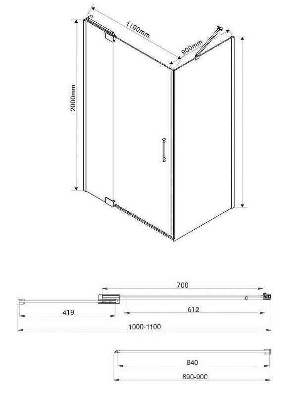 Душевой уголок Vincea Extra 110х90 VSR-1E101190CLB
