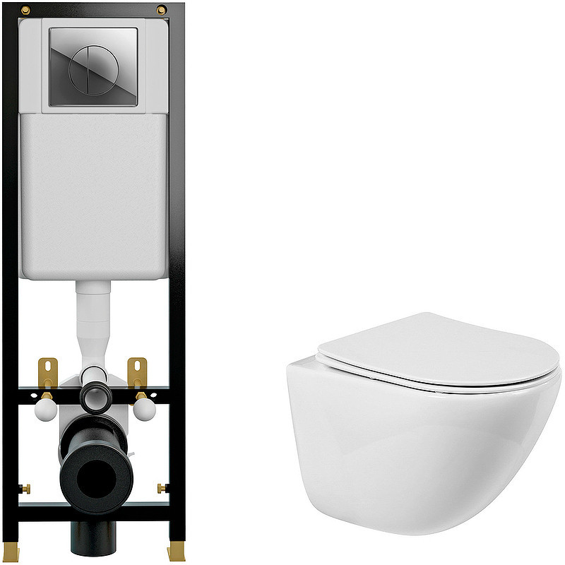 Комплект унитаза BelBagno Amanda BB051CHR+BB051SC с инсталляцией Cersanit Black 35 S-IN-BLACK-Cg-w