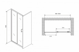 Душевая дверь Abber Schwarzer Diamant 100 AG30100B5 профиль Черный стекло прозрачное