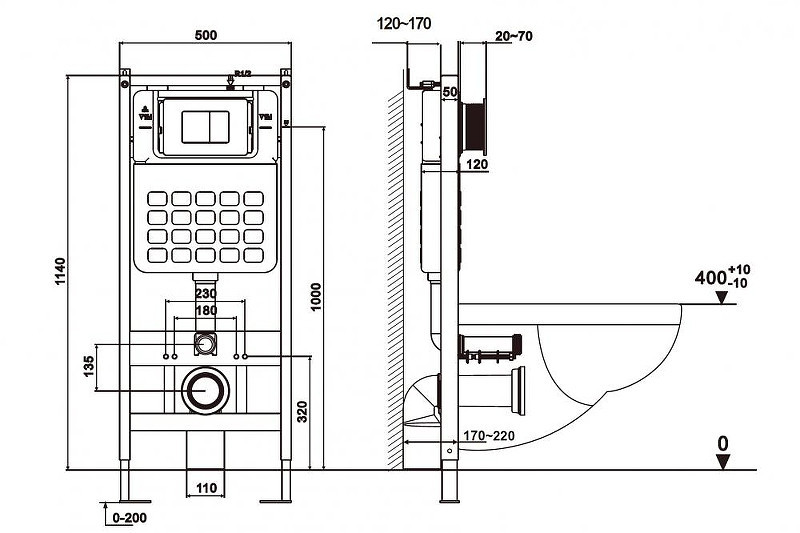 Комплект унитаза с инсталляцией Abber Bequem AC1132TC-AC0105-AC0121 цвет Белый с сиденьем Микролифт