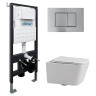 Комплект унитаза Abber Rechteck AC1201-AC0105-AC0120MCH с сиденьем Микролифт и клавишей смыва цвет Матовый хром