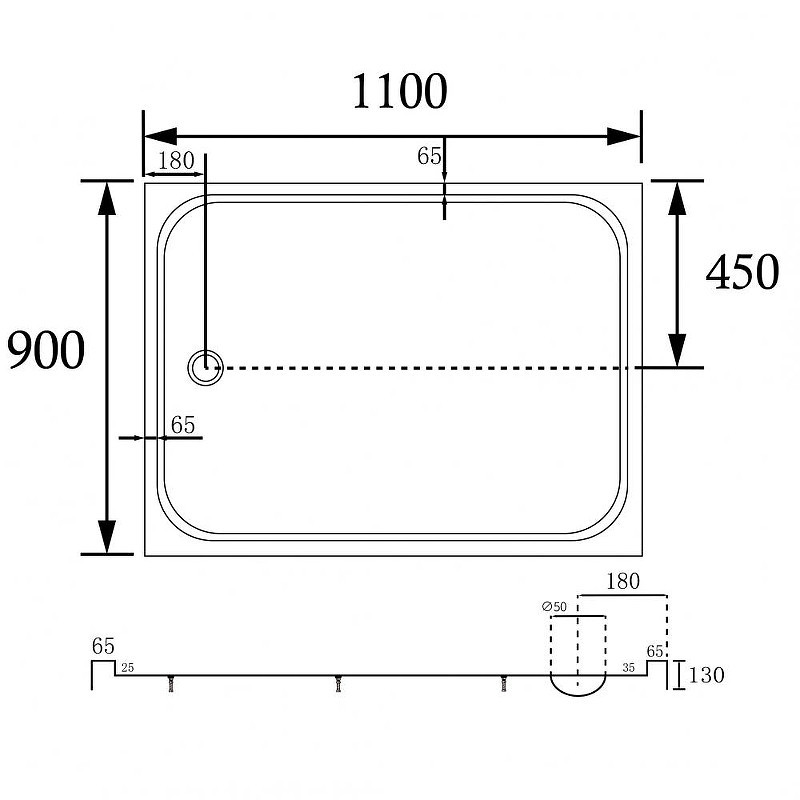 Акриловый поддон для душа Abber 110x90 AD3C119 цвет Белый