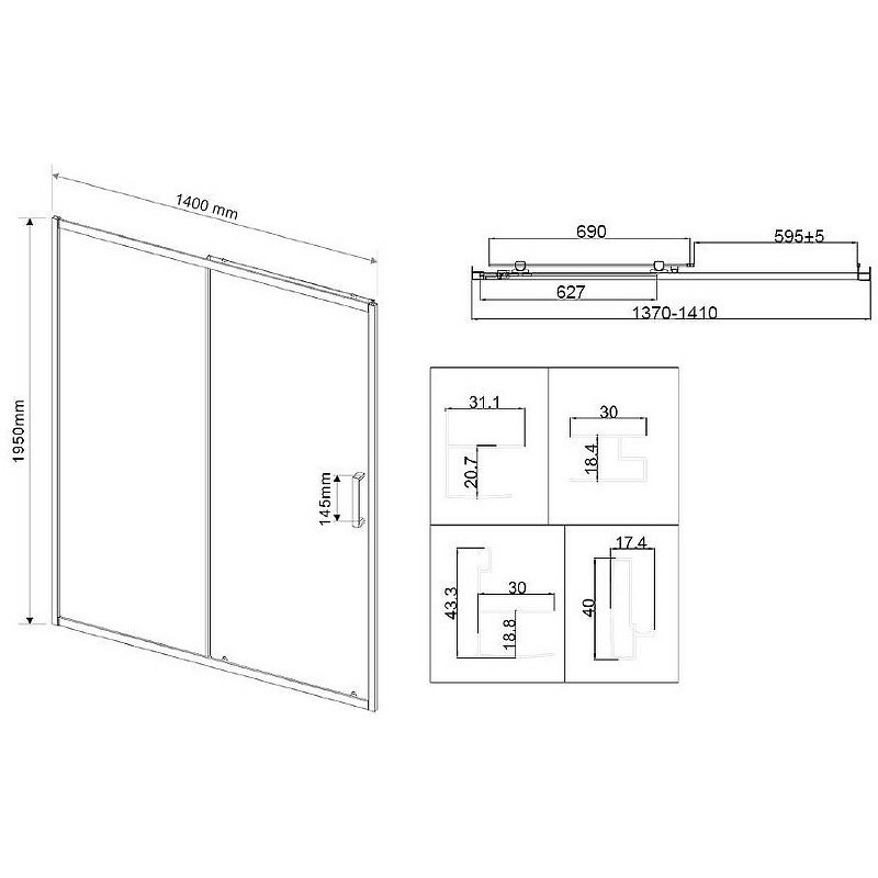 Душевая дверь Vincea City 140 VDS-5CT140CLB