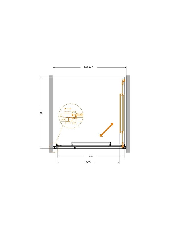 Душевая дверь Cezares Lux 90 LUX-B-FS-1-90-C-CR