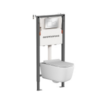 Комплект унитаза с инсталляцией Ceramicanova New Day CN3005_121002CH цвет Белый с сиденьем Микролифт и клавишей смыва цвет Хром глянцевый