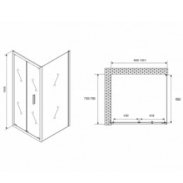 Душевой уголок Abber Sonnenstrand 100х75 AG07100B-S75B