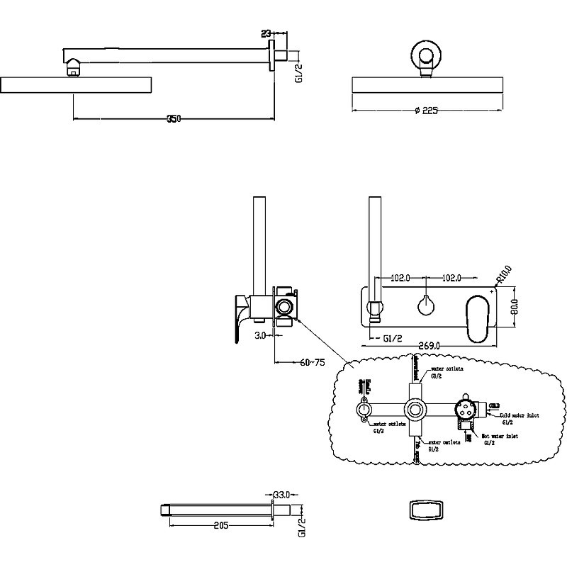 Душевая система Boheme Spectre 454-2-GM