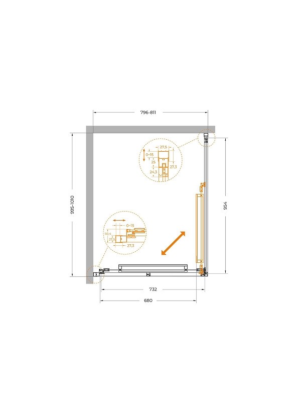 Душевой уголок Cezares Lux 80x100 LUX-AH-FS-1-80/100-C-GM