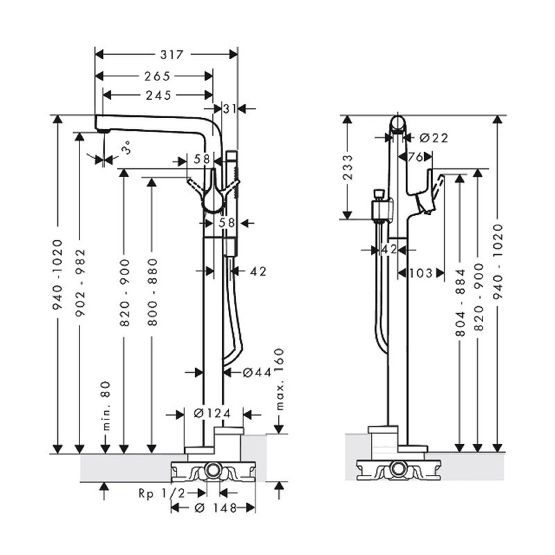 Смеситель для ванны Hansgrohe Talis S 72412000