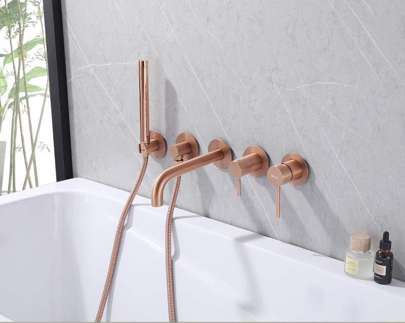 Смеситель для ванны Abber Wasser Kreis AF8130MRG Розовое золото матовое