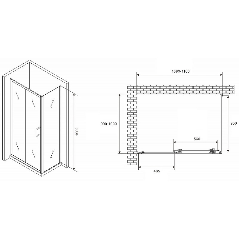 Душевой уголок Abber Schwarzer Diamant 110x100 AG301105-S1005