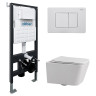 Комплект унитаза Abber Rechteck AC1201-AC0105-AC0120MW с сиденьем Микролифт и клавишей смыва цвет Белая матовая