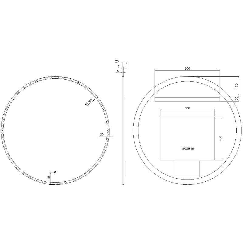 Зеркало Boheme Modern 100 545-100-GM с подсветкой