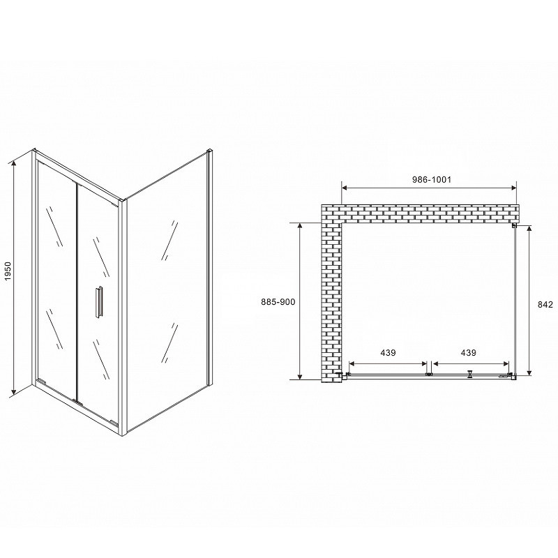 Душевой уголок Abber Sonnenstrand 100х90 AG07100B-S90B