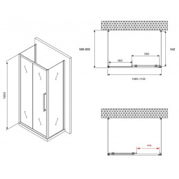 Душевой уголок Abber Schwarzer Diamant 110x60 AG30110BH-S60B-S60B профиль Черный стекло прозрачное