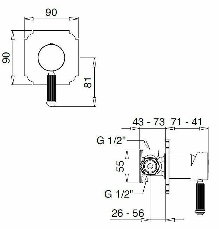 Смеситель для душа Cezares Olimp DIM2-L OLIMP-DIM2-03/24-L