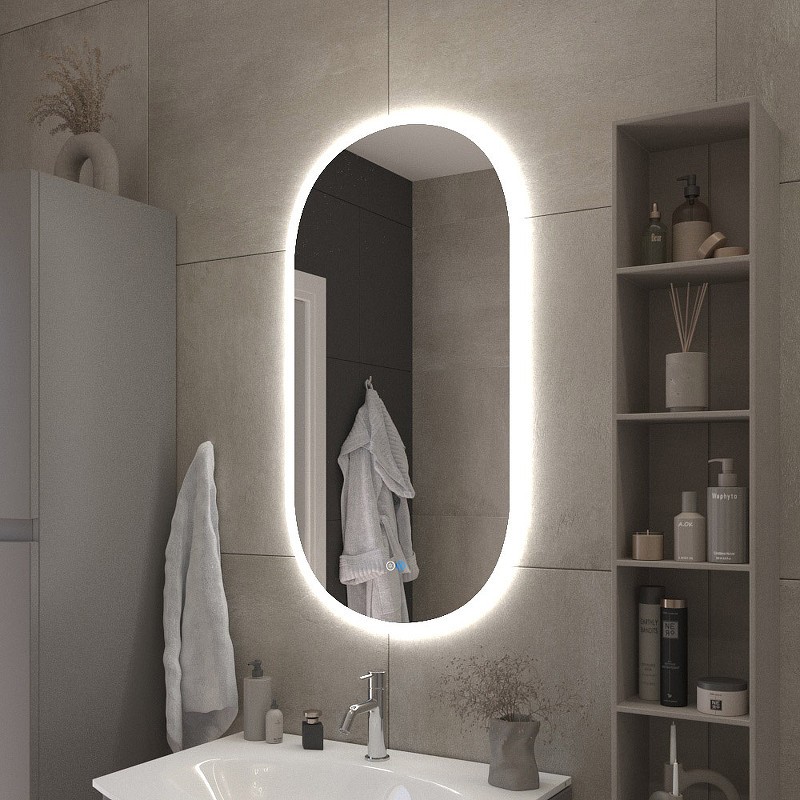 Зеркало Cezares Ellisse 50 CZR-SPC-ELS-500-950-RGB-TCH с подсветкой