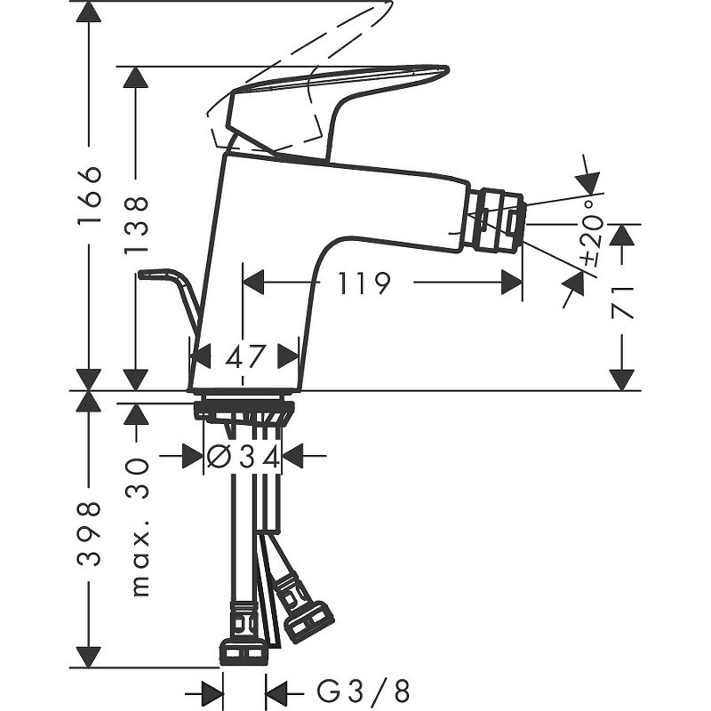 Смеситель для биде Hansgrohe Logis 71204000 Хром