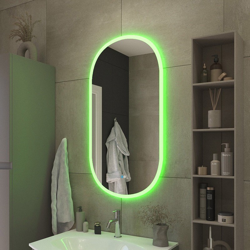 Зеркало Cezares Ellisse 55 CZR-SPC-ELS-550-1050-RGB-TCH с подсветкой