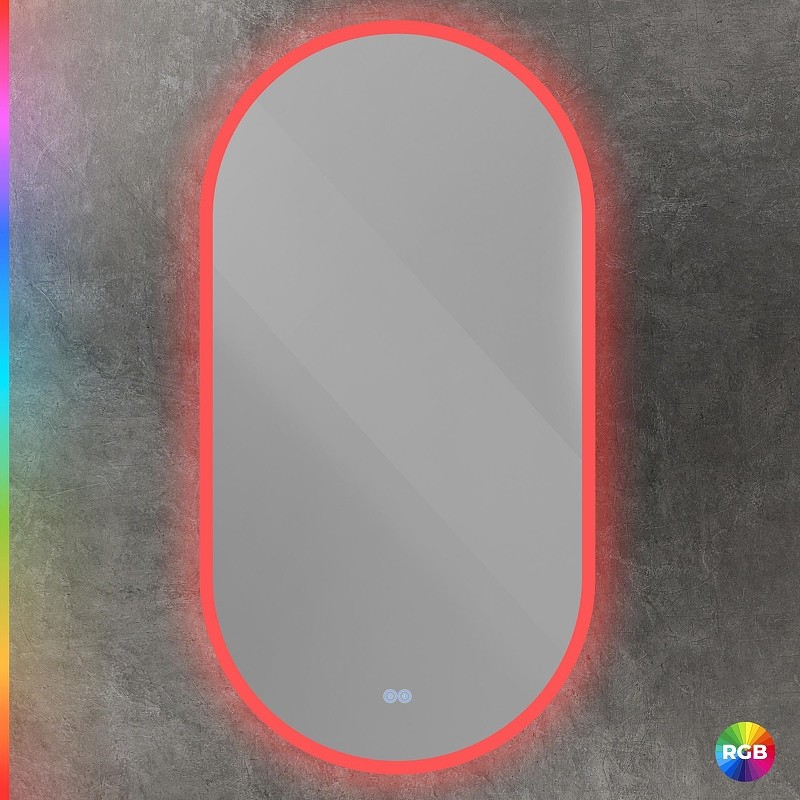 Зеркало Cezares Ellisse 55 CZR-SPC-ELS-550-1050-RGB-TCH с подсветкой