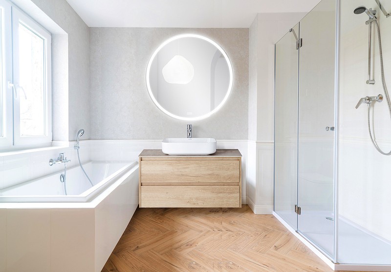 Зеркало BelBagno 90 SPC-RNG-900-LED-TCH-WARM с подсветкой с подогревом