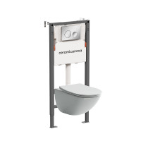 Комплект унитаза с инсталляцией Ceramicanova Mono CN1905_121001CH цвет Белый с сиденьем Микролифт и клавишей смыва цвет Хром глянцевый