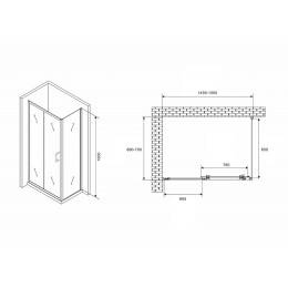 Душевой уголок Abber Schwarzer Diamant 150x70 AG30150B5-S70B5 профиль Черный стекло прозрачное