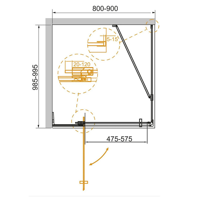 Душевой уголок Cezares Slider 90x100 SLIDER-AH-1-80-90/100-C-Cr