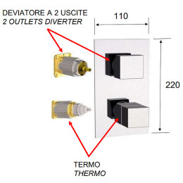 Смеситель для душа Remer Qubica Thermo QT92KB с термостатом
