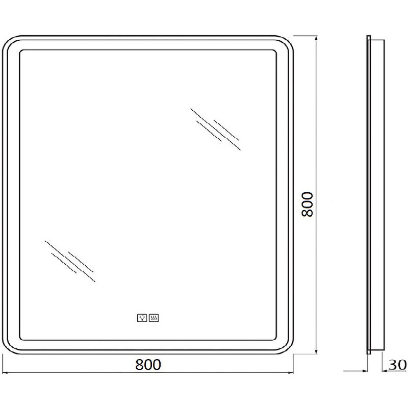 Зеркало BelBagno SPC-MAR-800-800-LED-TCH-WARM с подсветкой