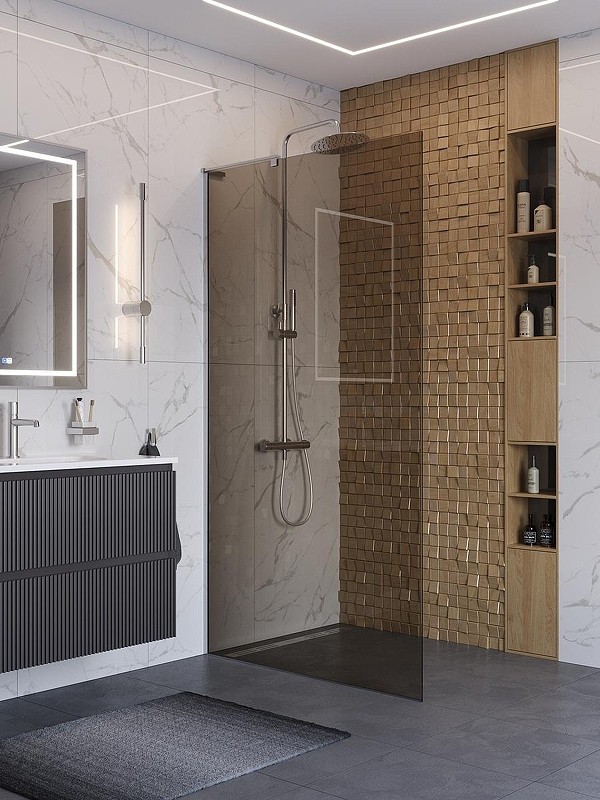 Душевая перегородка BelBagno Uno 100 UNO-L-1-TB-100-BR-Cr