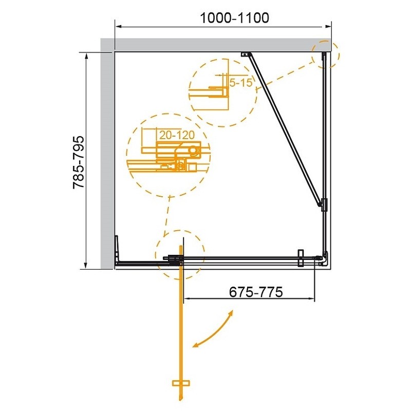 Душевой уголок Cezares Slider 110x80 SLIDER-AH-1-80-100/110-C-GM