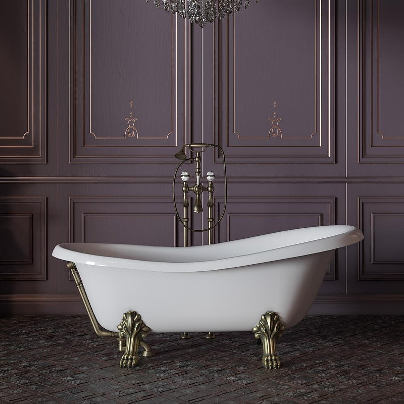 Ванна из искусственного камня Migliore Milady 185x82 26921 ножки Leone Standart Бронза
